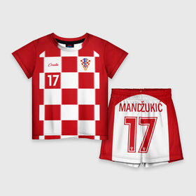 Детский костюм с шортами 3D с принтом Марио Манджукич в Новосибирске,  |  | mandzukic | mario mandzukic | игрок | манджукич | марио манджукич | сборная хорватии | форма | футбол | футболист | хорватия | чемпионат мира