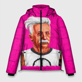 Мужская зимняя куртка 3D с принтом Альберт Эйнштейн хипстер в Новосибирске, верх — 100% полиэстер; подкладка — 100% полиэстер; утеплитель — 100% полиэстер | длина ниже бедра, свободный силуэт Оверсайз. Есть воротник-стойка, отстегивающийся капюшон и ветрозащитная планка. 

Боковые карманы с листочкой на кнопках и внутренний карман на молнии. | Тематика изображения на принте: альберт | большого взрыва | ботаник | доктор наук | зигмунд | инштейн | наколки | нобель | премия | прическа | розовая | тату | татушка | теория | уравнения | усы | физика | формулы | хипстер | эйнштейн