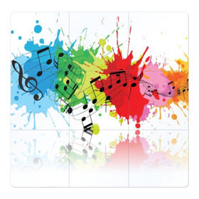 Магнитный плакат 3Х3 с принтом Ноты color в Новосибирске, Полимерный материал с магнитным слоем | 9 деталей размером 9*9 см | music | абстракция | книга | листы | музыка | музыкальный | ноты | произведение | страница | тетрадь