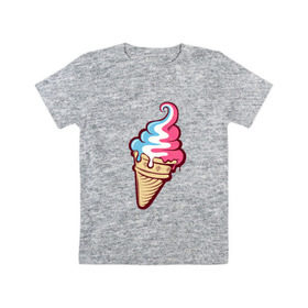 Детская футболка хлопок с принтом Ice Cream в Новосибирске, 100% хлопок | круглый вырез горловины, полуприлегающий силуэт, длина до линии бедер | Тематика изображения на принте: ice cream | мороженное | прикольный принт | принт футболка | рожок мороженного | футболка с принтом