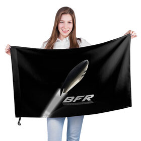Флаг 3D с принтом BFR (Big Falcon Rocket) в Новосибирске, 100% полиэстер | плотность ткани — 95 г/м2, размер — 67 х 109 см. Принт наносится с одной стороны | bfr | big falcon rocket | elon musk | falcon 9 | falcon heavy | spacex | илон маск | космический корабль | космос | ракета