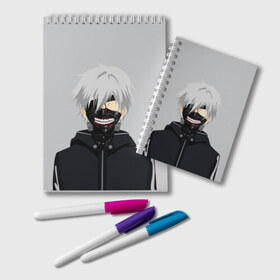 Блокнот с принтом Kaneki Ken в Новосибирске, 100% бумага | 48 листов, плотность листов — 60 г/м2, плотность картонной обложки — 250 г/м2. Листы скреплены удобной пружинной спиралью. Цвет линий — светло-серый
 | ghoul | kaneki | ken | tokyo | гуль | канеки | кен | токийский