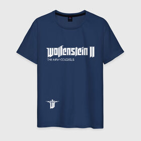 Мужская футболка хлопок с принтом Wolfenstein2: The New Colossus в Новосибирске, 100% хлопок | прямой крой, круглый вырез горловины, длина до линии бедер, слегка спущенное плечо. | game | new colossus | new order | wolfenstein | youngblood | би джей | волчий камень | вольфенштайн | вольфенштейн | германия | игра | немец | шутер