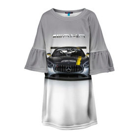 Детское платье 3D с принтом AMG Motorsport в Новосибирске, 100% полиэстер | прямой силуэт, чуть расширенный к низу. Круглая горловина, на рукавах — воланы | amg | car | mercedes benz | mersedes | motorsport | power | race | автомобиль | автоспорт | гонка | мерседес | мощь
