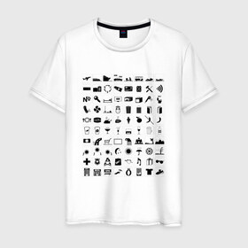 Мужская футболка хлопок с принтом 80 знаков для общения в Новосибирске, 100% хлопок | прямой крой, круглый вырез горловины, длина до линии бедер, слегка спущенное плечо. | iconspeak | знание языков | объяснить на пальцах | пиктограммы значки travellers tshirt | понять иностранца | понять собеседника | путешествия | туризм | языковой барьер