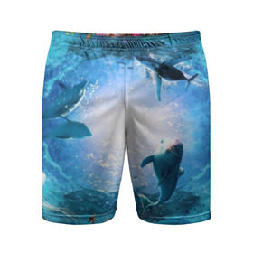 Мужские шорты 3D спортивные с принтом Дельфины в Новосибирске,  |  | fish | аква | аквариум | вода | кораллы | море | океан | ракушки | рыбки | рыбы
