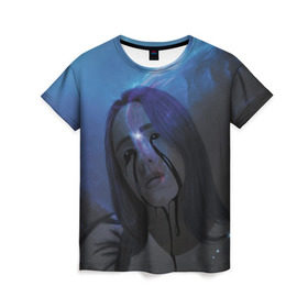 Женская футболка 3D с принтом Billie Eilish в Новосибирске, 100% полиэфир ( синтетическое хлопкоподобное полотно) | прямой крой, круглый вырез горловины, длина до линии бедер | billie eilish | lovely | music | ocean eyes | pop | билли айлиш | девушка | музыка | океан | поп | эйлиш | элиш