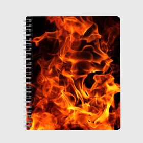 Тетрадь с принтом огонь в Новосибирске, 100% бумага | 48 листов, плотность листов — 60 г/м2, плотность картонной обложки — 250 г/м2. Листы скреплены сбоку удобной пружинной спиралью. Уголки страниц и обложки скругленные. Цвет линий — светло-серый
 | Тематика изображения на принте: fire | flame | in fire | smoke | в огне | дым | огненный | огонь | текстуры