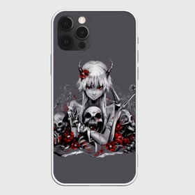 Чехол для iPhone 12 Pro Max с принтом Girl & Death в Новосибирске, Силикон |  | bones | eyes | flower | girl | horns | ribbon | skeleton | skull | view | взгляд | девочка | лента.глаза | рога | скелет | цветок | череп.кости