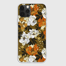 Чехол для iPhone 12 Pro Max с принтом Пионы в Новосибирске, Силикон |  | art | buds | flowers | garden | leaves | orange | pattern | peonies | petals | summer | watercolor | white | акварель | белые | бутоны | искусство | лепестки | лето | листья | оранжевые | пионы | садовые | узор | цветы