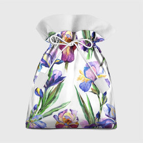 Подарочный 3D мешок с принтом Ирисы в Новосибирске, 100% полиэстер | Размер: 29*39 см | Тематика изображения на принте: акварель | мода | стиль | цветочки | цветы
