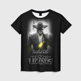 Женская футболка 3D с принтом League of Legends,Twisted Fate в Новосибирске, 100% полиэфир ( синтетическое хлопкоподобное полотно) | прямой крой, круглый вырез горловины, длина до линии бедер | league of legends | lol | twisted fate | игры | киберспорт | компьютерные игры | лига легенд | твистед фэйт