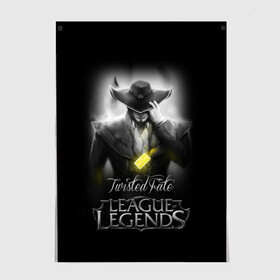 Постер с принтом League of Legends,Twisted Fate в Новосибирске, 100% бумага
 | бумага, плотность 150 мг. Матовая, но за счет высокого коэффициента гладкости имеет небольшой блеск и дает на свету блики, но в отличии от глянцевой бумаги не покрыта лаком | league of legends | lol | twisted fate | игры | киберспорт | компьютерные игры | лига легенд | твистед фэйт