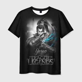 Мужская футболка 3D с принтом League of Legends, Yasuo в Новосибирске, 100% полиэфир | прямой крой, круглый вырез горловины, длина до линии бедер | league of legends | lol | yasuo | игры | киберспорт | компьютерные игры | лига легенд | ясуо