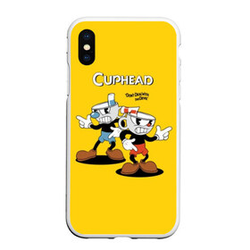 Чехол для iPhone XS Max матовый с принтом Cuphead в Новосибирске, Силикон | Область печати: задняя сторона чехла, без боковых панелей | Тематика изображения на принте: cuphead | devil | game | mugman | дьявол | игра | капхед | магмен | цветок | чашка | чашкоголовый