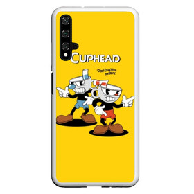 Чехол для Honor 20 с принтом Cuphead в Новосибирске, Силикон | Область печати: задняя сторона чехла, без боковых панелей | Тематика изображения на принте: cuphead | devil | game | mugman | дьявол | игра | капхед | магмен | цветок | чашка | чашкоголовый