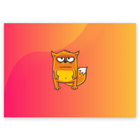 Поздравительная открытка с принтом Серьезный лис в Новосибирске, 100% бумага | плотность бумаги 280 г/м2, матовая, на обратной стороне линовка и место для марки
 | Тематика изображения на принте: fox | foxed | арт | лис | лиса | лисенок | лисичка | пушистик | рыжая | рыжмй хвост