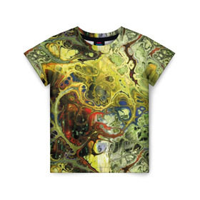 Детская футболка 3D с принтом Кислотные разводы в Новосибирске, 100% гипоаллергенный полиэфир | прямой крой, круглый вырез горловины, длина до линии бедер, чуть спущенное плечо, ткань немного тянется | Тематика изображения на принте: acid | art | blue | bright | camouflage | colors | disguise | divorces | gold | green | multi colored | red | shimmer | зелёный | золотой | искусство | камуфляж | кислотные | красный | маскировка | мерцание | разводы | разноцветное | синий | цвета