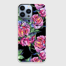 Чехол для iPhone 13 Pro Max с принтом Розовые пионы в Новосибирске,  |  | art | buds | flowers | leaves | painting | peonies | petals | pink | stems | summer | watercolor | акварель | бутоны | живопись | искусство | лепестки | лето | листья | пионы | розовые | цветы