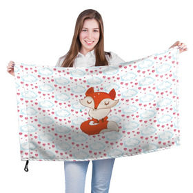 Флаг 3D с принтом Лисичка в Новосибирске, 100% полиэстер | плотность ткани — 95 г/м2, размер — 67 х 109 см. Принт наносится с одной стороны | fox | foxed | арт | лис | лиса | лисенок | лисичка | пушистик | рыжая | рыжмй хвост