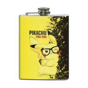 Фляга с принтом Pikachu Pika Pika в Новосибирске, металлический корпус | емкость 0,22 л, размер 125 х 94 мм. Виниловая наклейка запечатывается полностью | pika | pikachu | аниме | детская | детям | игры | молния | мышка | мышь | пика | пикачу | покемон | покемоны