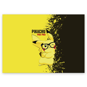 Поздравительная открытка с принтом Pikachu Pika Pika в Новосибирске, 100% бумага | плотность бумаги 280 г/м2, матовая, на обратной стороне линовка и место для марки
 | pika | pikachu | аниме | детская | детям | игры | молния | мышка | мышь | пика | пикачу | покемон | покемоны