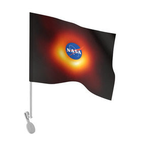 Флаг для автомобиля с принтом Черная дыра NASA в Новосибирске, 100% полиэстер | Размер: 30*21 см | nasa | астрономия | горизонт событий | космос | наса | черная дыра