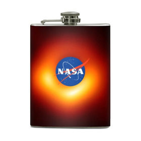 Фляга с принтом Черная дыра NASA в Новосибирске, металлический корпус | емкость 0,22 л, размер 125 х 94 мм. Виниловая наклейка запечатывается полностью | nasa | астрономия | горизонт событий | космос | наса | черная дыра