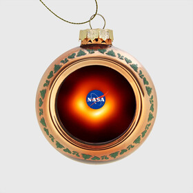 Стеклянный ёлочный шар с принтом Черная дыра NASA в Новосибирске, Стекло | Диаметр: 80 мм | nasa | астрономия | горизонт событий | космос | наса | черная дыра