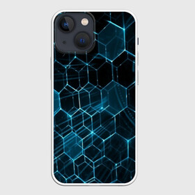 Чехол для iPhone 13 mini с принтом Броня в Новосибирске,  |  | abstraction | geometry | hexagon | techno | абстракция | броня | геометрия | краски | неон | неоновый | сетка | соты | стальная броня | текстура | шестигранники