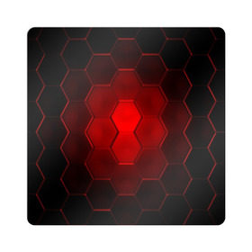 Магнит виниловый Квадрат с принтом СТАЛЬНЫЕ СОТЫ(КРАСНЫЙ) в Новосибирске, полимерный материал с магнитным слоем | размер 9*9 см, закругленные углы | abstraction | geometry | hexagon | techno | абстракция | броня | геометрия | краски | неон | неоновый | сетка | соты | стальная броня | текстура | шестигранники