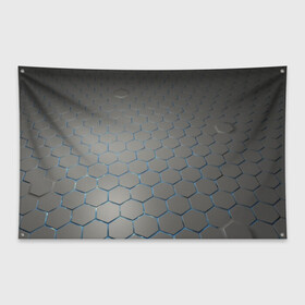 Флаг-баннер с принтом СТАЛЬНЫЕ ГРАНИ в Новосибирске, 100% полиэстер | размер 67 х 109 см, плотность ткани — 95 г/м2; по краям флага есть четыре люверса для крепления | abstraction | geometry | hexagon | techno | абстракция | броня | геометрия | краски | неон | неоновый | сетка | соты | стальная броня | текстура | шестигранники