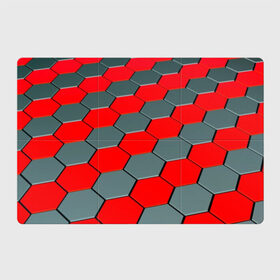 Магнитный плакат 3Х2 с принтом металлическая броня в Новосибирске, Полимерный материал с магнитным слоем | 6 деталей размером 9*9 см | abstraction | geometry | hexagon | techno | абстракция | броня | геометрия | краски | неон | неоновый | сетка | соты | стальная броня | текстура | шестигранники
