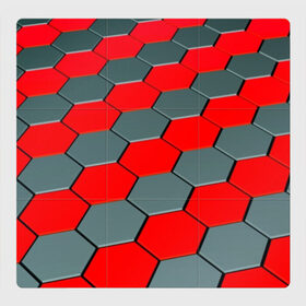 Магнитный плакат 3Х3 с принтом металлическая броня в Новосибирске, Полимерный материал с магнитным слоем | 9 деталей размером 9*9 см | abstraction | geometry | hexagon | techno | абстракция | броня | геометрия | краски | неон | неоновый | сетка | соты | стальная броня | текстура | шестигранники