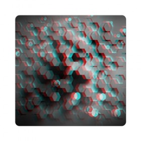 Магнит виниловый Квадрат с принтом СОТЫ ГЛИТЧ в Новосибирске, полимерный материал с магнитным слоем | размер 9*9 см, закругленные углы | Тематика изображения на принте: abstraction | geometry | hexagon | techno | абстракция | броня | геометрия | краски | неон | неоновый | сетка | соты | стальная броня | текстура | шестигранники