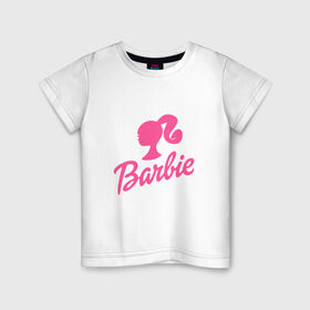 Детская футболка хлопок с принтом Barbie в Новосибирске, 100% хлопок | круглый вырез горловины, полуприлегающий силуэт, длина до линии бедер | barbara | barbie | beauty | doll | girl | idol | perfect | pink | pop | toy | usa | woman | барбара | барби | девушка | игрушка | кукла | поп идол | розовый | силуэт | сша