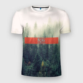 Мужская футболка 3D спортивная с принтом Северный лес в Новосибирске, 100% полиэстер с улучшенными характеристиками | приталенный силуэт, круглая горловина, широкие плечи, сужается к линии бедра | forest | nord | north | pagan | vikikngs | викинги | лес | лесник | норд | один | север | язычество
