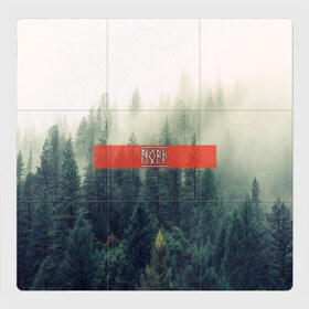 Магнитный плакат 3Х3 с принтом Северный лес в Новосибирске, Полимерный материал с магнитным слоем | 9 деталей размером 9*9 см | forest | nord | north | pagan | vikikngs | викинги | лес | лесник | норд | один | север | язычество