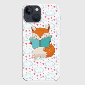 Чехол для iPhone 13 mini с принтом Лиса с книжкой в Новосибирске,  |  | fox | foxed | арт | лис | лиса | лисенок | лисичка | пушистик | рыжая | рыжмй хвост