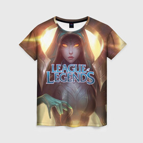 Женская футболка 3D с принтом League of Legends в Новосибирске, 100% полиэфир ( синтетическое хлопкоподобное полотно) | прямой крой, круглый вырез горловины, длина до линии бедер | kda | lol | rise | rus | skins | варвик | варус | воин | легенд | лига | лол | маг | стрелок | танк | чемпион