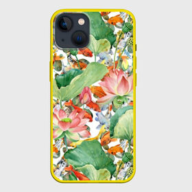 Чехол для iPhone 13 с принтом Карпы кои в Новосибирске,  |  | art | carps | fish | flower | gold | japanese | koi | leaves | lotus | painting | pattern | petals | pond | stems | water | вода | живопись | золотая | искусство | карпы | кои | лепестки | листья | лотос | пруд | рыбка | узор | цветок | японская