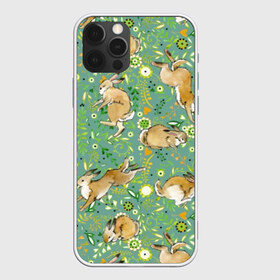 Чехол для iPhone 12 Pro Max с принтом Милые зайчата в Новосибирске, Силикон |  | animals | art | cute | flowers | hares | hearts | meadow | painting | summer | watercolor | wild | акварель | дикие | живопись | животные | зайцы | искусство | лето | луг | любовь | милые | сердца | цветы