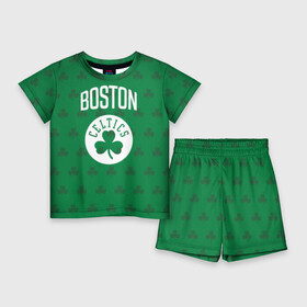 Детский костюм с шортами 3D с принтом Boston Celtics в Новосибирске,  |  | Тематика изображения на принте: boston | boston celtics | celtics | бостон | бостон селтикс