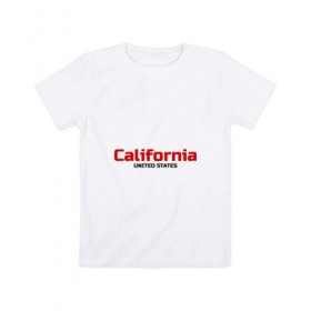 Детская футболка хлопок с принтом USA - California в Новосибирске, 100% хлопок | круглый вырез горловины, полуприлегающий силуэт, длина до линии бедер | Тематика изображения на принте: america | california | california city | california republic | usa | америка | калифорния | соединенные штаты | сша | штат