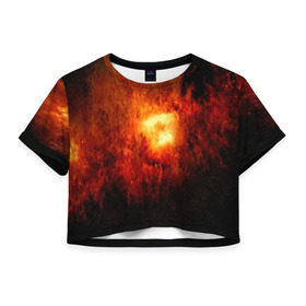 Женская футболка Cropp-top с принтом Черная дыра в Новосибирске, 100% полиэстер | круглая горловина, длина футболки до линии талии, рукава с отворотами | galaxy | nebula | space | star | абстракция | вселенная | галактика | звезда | звезды | космический | планеты