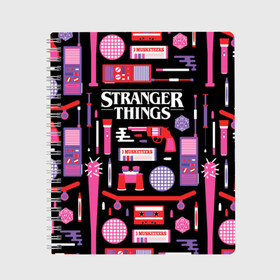 Тетрадь с принтом STRANGER THINGS STARTER PACK в Новосибирске, 100% бумага | 48 листов, плотность листов — 60 г/м2, плотность картонной обложки — 250 г/м2. Листы скреплены сбоку удобной пружинной спиралью. Уголки страниц и обложки скругленные. Цвет линий — светло-серый
 | 11 | eleven | logo | netflix | pack | starter | stranger | things | дела | крайне | лого | логотип | одинадцать | одиннадцать | очень | пак | события | стартер | странные | стренджер