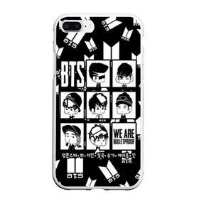 Чехол для iPhone 7Plus/8 Plus матовый с принтом BTS WE ARE BULLETPROOF в Новосибирске, Силикон | Область печати: задняя сторона чехла, без боковых панелей | bangtan | boy | j hope | jimin | jin | jungkook | korea | luv | rm | suga | v | with | бтс | кей | поп