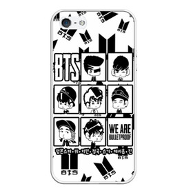 Чехол для iPhone 5/5S матовый с принтом BTS WE ARE BULLETPROOF в Новосибирске, Силикон | Область печати: задняя сторона чехла, без боковых панелей | bangtan | boy | j hope | jimin | jin | jungkook | korea | luv | rm | suga | v | with | бтс | кей | поп