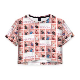 Женская футболка Cropp-top с принтом BTS Pop art в Новосибирске, 100% полиэстер | круглая горловина, длина футболки до линии талии, рукава с отворотами | bangtan | boy | j hope | jimin | jin | jungkook | korea | luv | rm | suga | v | with | бтс | кей | поп