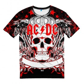 Мужская футболка 3D с принтом AC/DC в Новосибирске, 100% полиэфир | прямой крой, круглый вырез горловины, длина до линии бедер | ac dc | acdc | back in black | columbia | epic | force | guitar | pop | rock | vevo | ангус | блюз | рок | хард | янг